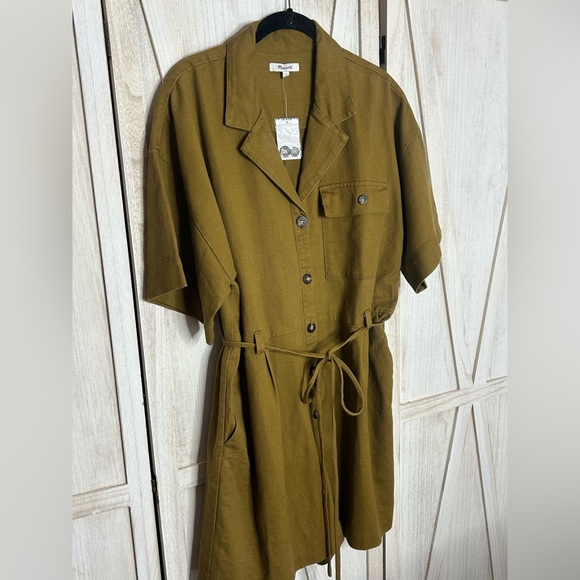 Madewell NWT Belted Safari Romper Distant Olive Sz L Gorpcore Utility Gamine - Picture 3 of 10